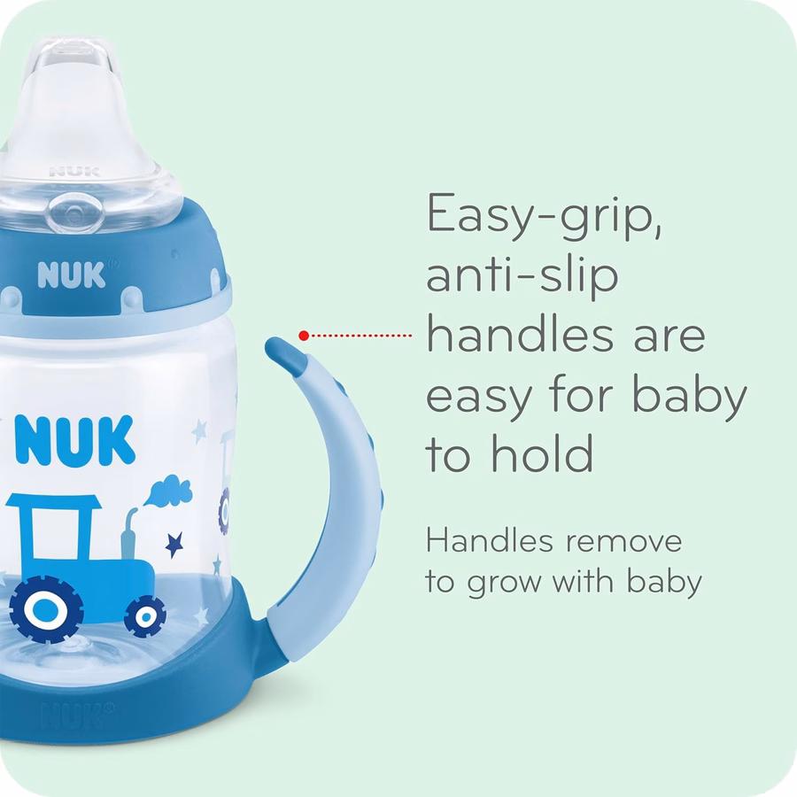 Κύπελλο NUK Learner, 10 oz, συσκευασία των 2, Minnie Mouse – Μαλακό στόμιο, λαβές εύκολης λαβής, χωρίς BPA, ανθεκτικό στις διαρροές, κύπελλο Transition Sippy: Baby
