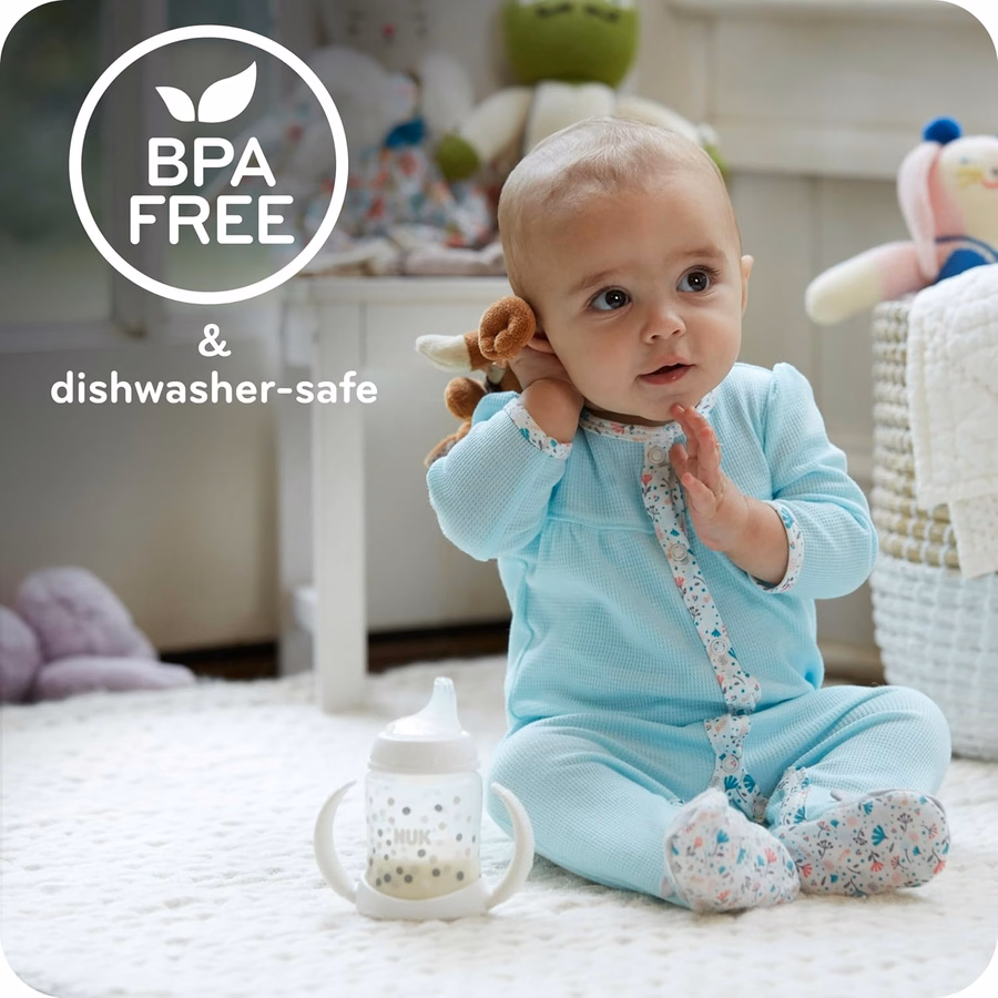 Κύπελλο NUK Learner, 10 oz, συσκευασία των 2, Minnie Mouse – Μαλακό στόμιο, λαβές εύκολης λαβής, χωρίς BPA, ανθεκτικό στις διαρροές, κύπελλο Transition Sippy: Baby