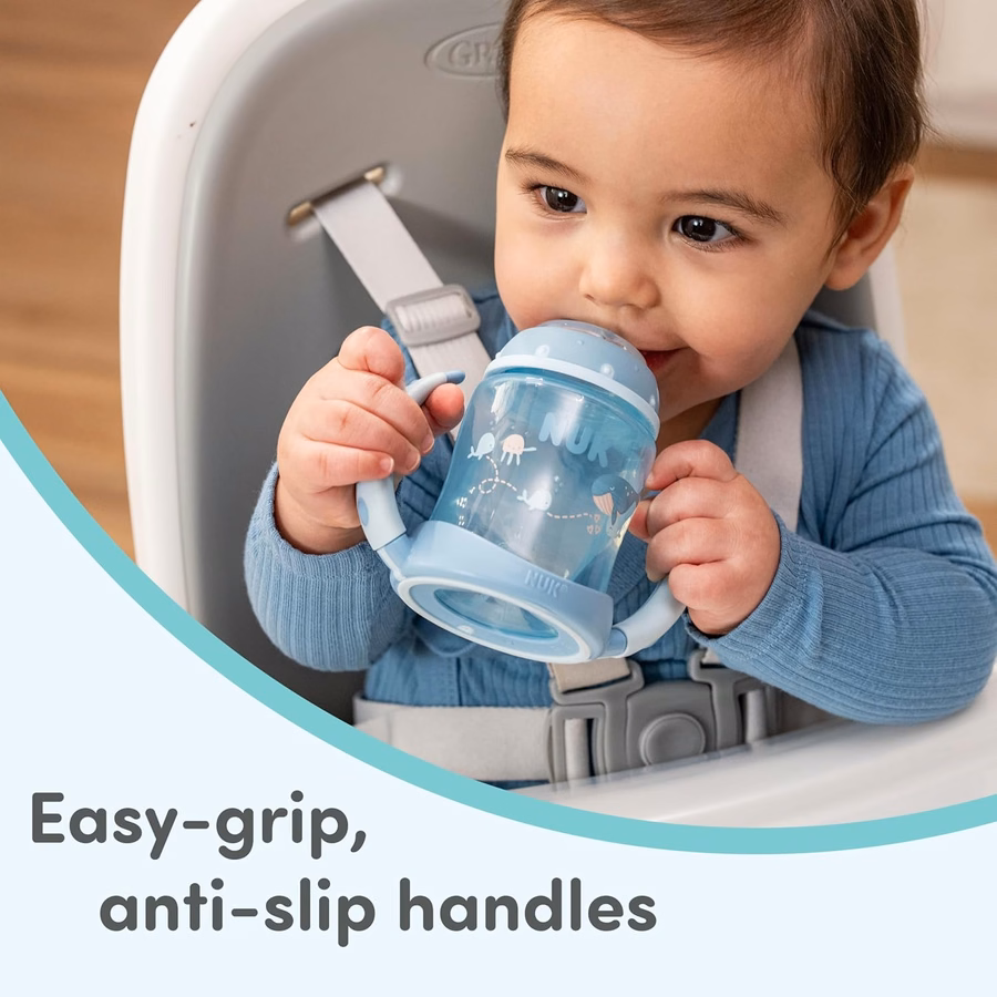 Κύπελλο NUK Learner, 5oz, συσκευασία των 2, Sesame Street, Elmo και Cookie Monster – Μαλακό στόμιο, λαβές εύκολης λαβής, χωρίς BPA, ανθεκτικό στις διαρροές, κύπελλο Transition Sippy: Baby
