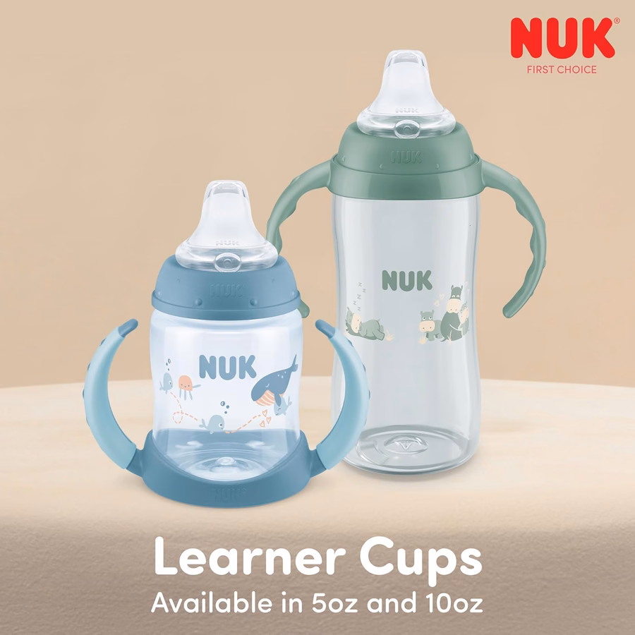 Κύπελλο NUK Learner, 5oz, συσκευασία των 2, Sesame Street, Elmo και Cookie Monster – Μαλακό στόμιο, λαβές εύκολης λαβής, χωρίς BPA, ανθεκτικό στις διαρροές, κύπελλο Transition Sippy: Baby