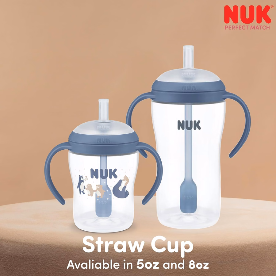 Κύπελλο NUK Perfect Match Learner με καλαμάκι, 5 oz, συσκευασία των 2 – Μαλακό καλαμάκι, λαβές εύκολης λαβής, χωρίς BPA, ανθεκτικό στις διαρροές, κύπελλο Transition Sippy: Προϊόντα γραφείου