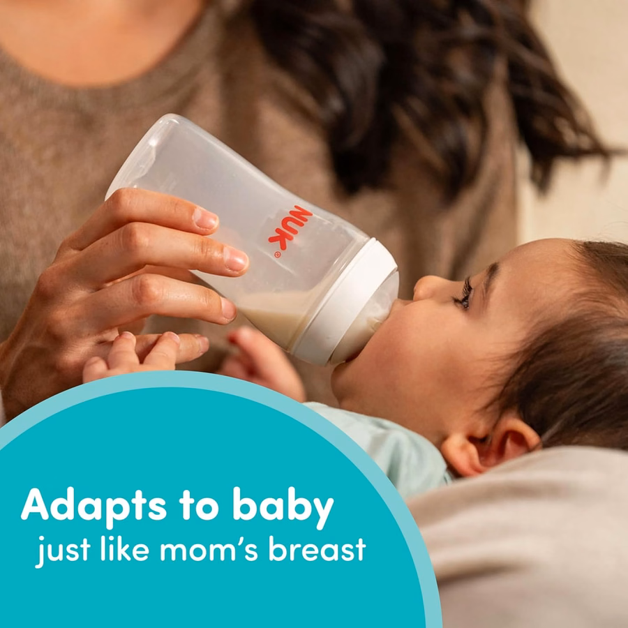 NUK Perfect Match Γυάλινο Μπιμπερό Natural + Anti-Colic, Γυάλινα Μπιμπερό 8 oz. με Ένδειξη Θερμοκρασίας SafeTemp, Βασικά Είδη για Νεογέννητα, Συσκευασία 3 τεμαχίων: Μωρό
