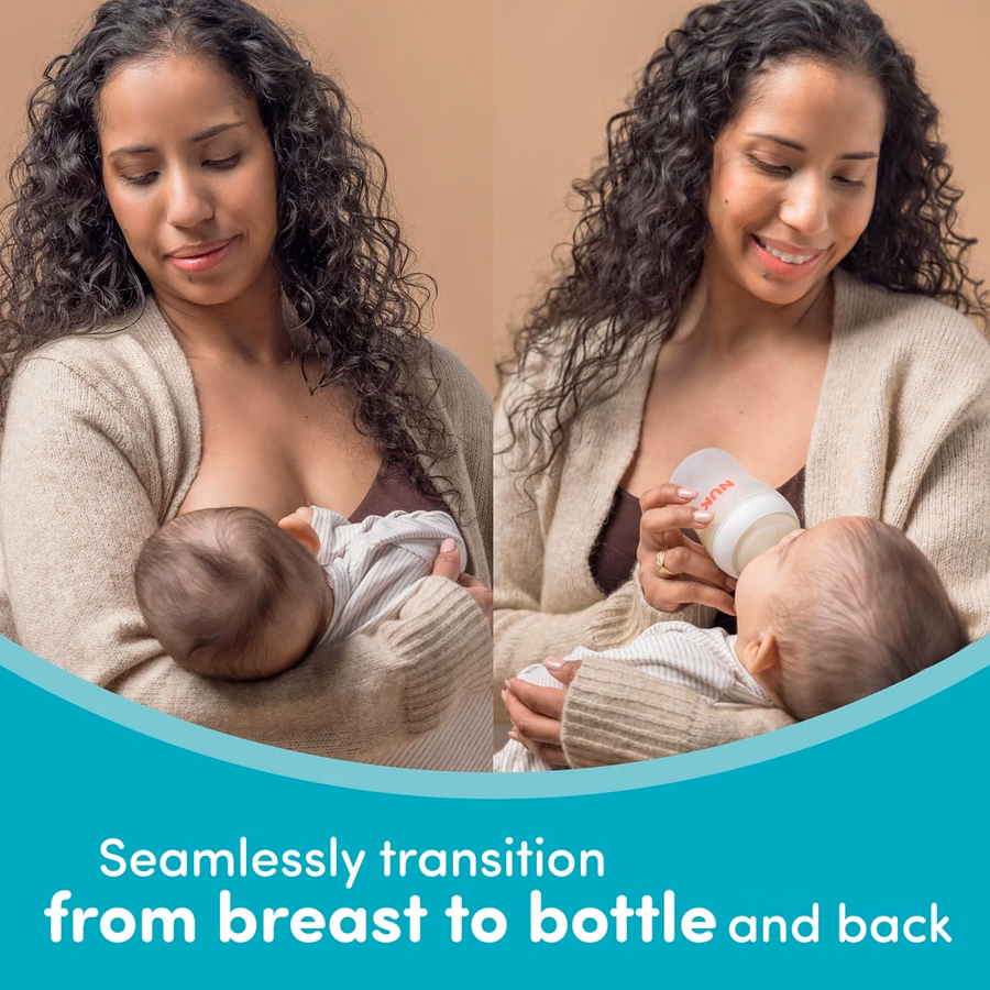 NUK Perfect Match Γυάλινο Μπιμπερό Natural + Anti-Colic, Γυάλινα Μπιμπερό 8 oz. με Ένδειξη Θερμοκρασίας SafeTemp, Βασικά Είδη για Νεογέννητα, Συσκευασία 3 τεμαχίων: Μωρό
