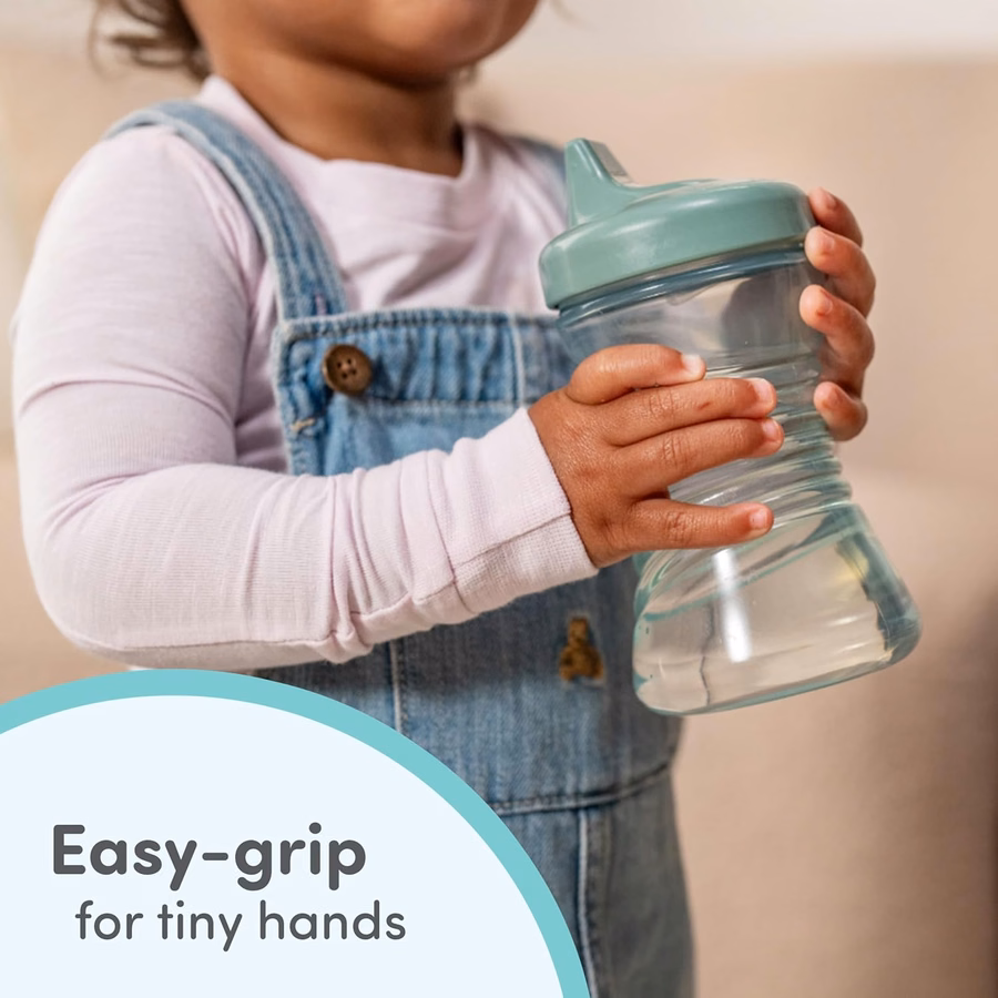 NUK First Choice Fun Grips Κύπελλο με Καλαμάκι 2.0, 10 oz. Ποτήρι με Λαβές, Αδιάβροχο Κύπελλο με Καλαμάκι, Συσκευασία των 3: Μωρό