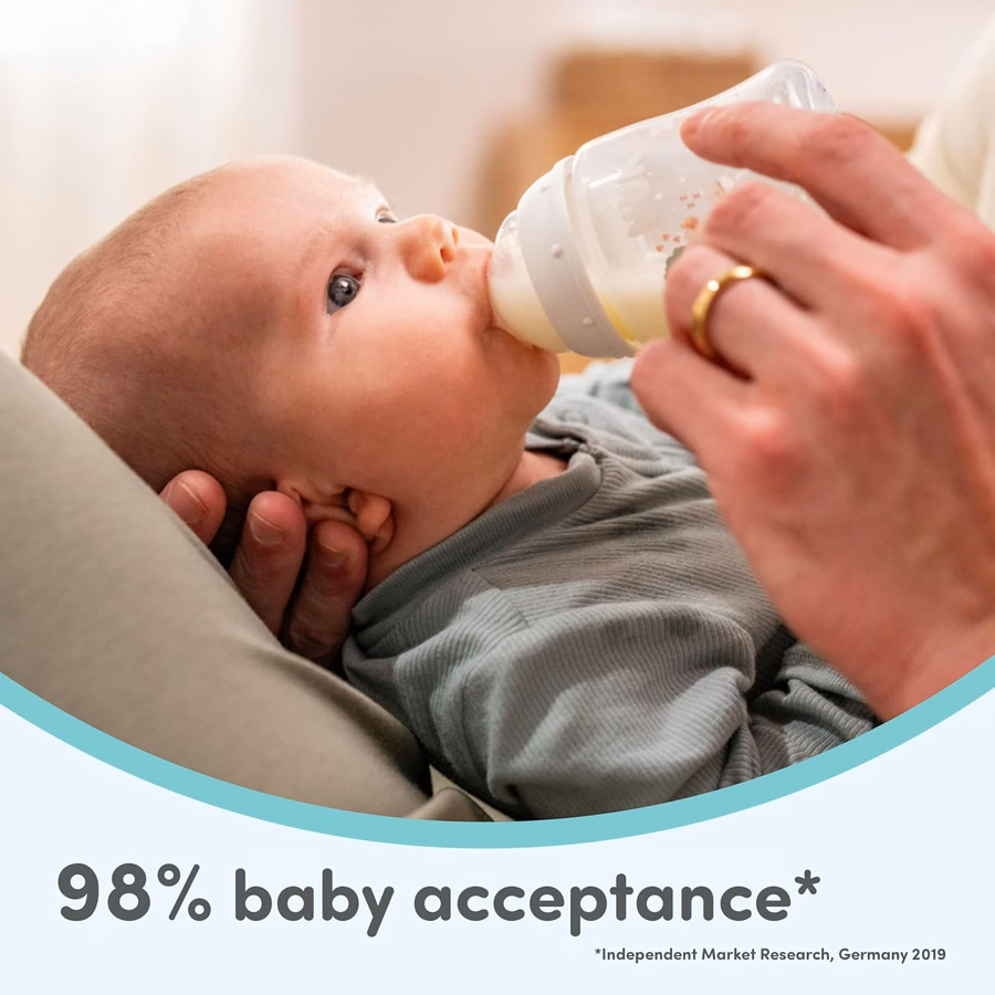 NUK First Choice Μπιμπερό Ομαλή Ροής κατά των Κολικών, Ροδακινί, 175 ml. Μπιμπερό με Ένδειξη Θερμοκρασίας SafeTemp, Βασικά Είδη για Νεογέννητα, Συσκευασία 1 τεμαχίου: Μωρό