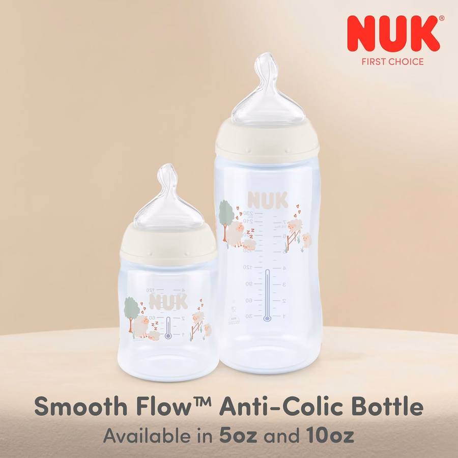 NUK First Choice Μπιμπερό Ομαλή Ροής κατά των Κολικών, Ροδακινί, 175 ml. Μπιμπερό με Ένδειξη Θερμοκρασίας SafeTemp, Βασικά Είδη για Νεογέννητα, Συσκευασία 1 τεμαχίου: Μωρό